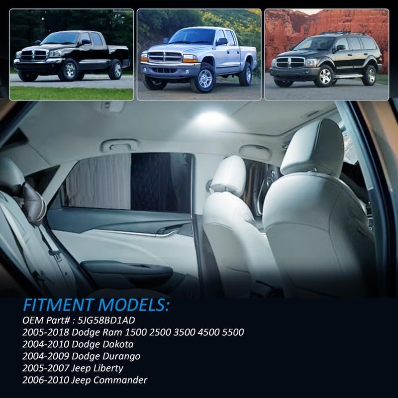 Best View Interior Roof Dome Light Cover Clear Lens Overhead with LED PCB for 2005-2018 Dodge Ram 1500 2500 3500 4500 5500, Dodge Dakota Durango ＆ Jee-p Commander Liberty - Image 4